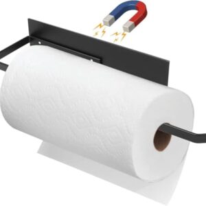 Paper Towel Holder, Magnetic Paper Towel Holder for Fridge, Toilet Paper Roll Holder Magnet Towel Rack Wall Mount Fridge Organizer for Paper Towels Rolls Bathroom Pantry RV Kitchen Storage