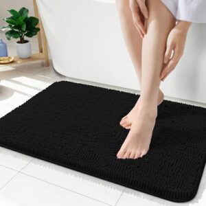 OLANLY Alfombras de baño 35x24, alfombras de baño de felpilla extra suave y absorbente, con respaldo de goma de secado rápido, alfombras de baño lavables a máquina para el suelo del baño, tina y ducha