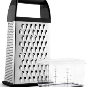 Urbanstrive Cheese Grater With Container Box Grater Stainless Steel Graters for Kitchen Cheese Shredder Parmesan Shredder Kitchen Gadgets Kitchen Tools Kitchen Gifts for Chef Dishwasher Safe Zester