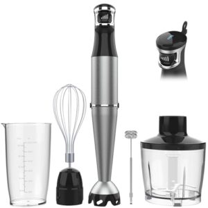 Immersion Blender Handheld Corded Hand Blenders Set 1100W, Trigger Variable Speed 5 in 1 Stick Emulsifier with Chopper, Whisk and Frother for Soup, Baby Food and Smoothies