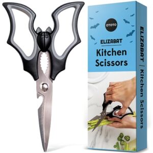 OTOTO Elizabat Kitchen Scissors - Halloween Goth Cute Bat Kitchen Shears, Gothic Scissors Utensils - Spooky Bats Halloween Gifts, Cute Gadgets, Kitchen Gadgets