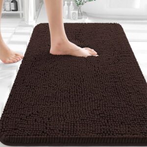 OLANLY - Alfombras de baño 32x20, alfombras de baño de felpilla extra suave y absorbente, con respaldo de goma de secado rápido, alfombras de baño lavables a máquina para el suelo del baño, para