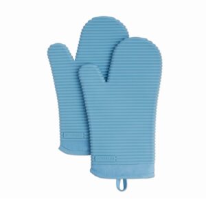 KITCHENAID Ribbed Soft Silicone Oven Mitt 2-Pack Set, 7.5"x13", Blue Velvet