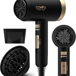 Hair Dryer, CONFU Blow Dryer with Diffuser, 21000PRM Professional Hairdryer, Portable Lightweight Fast Drying Negative Ionic Blow Dryer, Hair Diffuser for Curly Hair for Home Travel