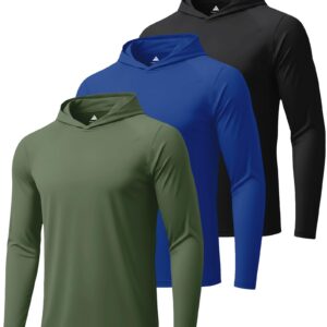 ZITY 3 Pack Men's Sun Protection Hoodie Shirt Fishing Shirts for Men UPF 50+ Long Sleeve Shirt Lightweight Rash Guard