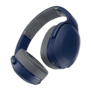Skullcandy Crusher Evo Wireless Bluetooth Headphones with Multi-Sensory Bass, Noise Isolating Over-Ear Fit, Up to 40 Hours Battery, Microphone for iPhone Android - Blue/Grey