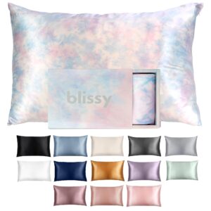 Blissy Silk Pillowcase - 100% Pure Mulberry Silk - 22 Momme 6A High-Grade Fibers - Silk Pillow Cover for Hair & Skin - Regular, Queen & King (Tie Dye, King)