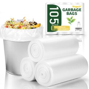 Magesh 8-10 Gallon Trash Bag Strong, Leakage-Free, Medium Garbage Bags Unscented Thick for Bathroom, Office, Kitchen Medium Trash Can, 60L, 105 Bags, Clear