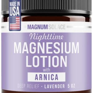 Magnum Solace Nighttime Magnesium Lotion with Arnica – Soothing Relief & Relaxation, Highly Concentrated Magnesium for Muscles & Joints – Apply to Legs or Feet Before Bed – Skin-Friendly