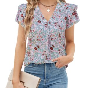 Blooming Jelly Womens Dressy Casual Shirts Short Sleeve V Neck Work Blouse Business Casual Summer Tops 2026