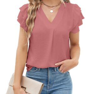 Blooming Jelly Womens Dressy Casual Shirts Short Sleeve V Neck Work Blouse Business Casual Summer Tops 2026