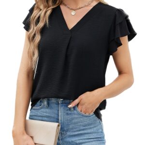 Blooming Jelly Womens Dressy Casual Shirts Short Sleeve V Neck Work Blouse Business Casual Summer Tops 2026