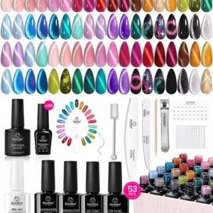 Beetles Cat Eye Gel Nail Polish Set - 36 Colors Gift Spree Red Purple Brown Green Burgundy Magnetic Christmas Gel Polish Kit Base Glossy Matte Top Coat Soak off UV DIY Salon Nail Art Gift for Women