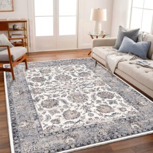 CHAMPLANT 8x10 Washable Area Rug Medallion Distressed Design Boho Medallion Non-Shedding Easy Care Ideal for High Traffic Areas in Living Room Bedroom Kitchen Office Coffee Table Large Carpet