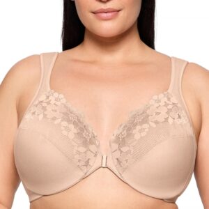 Glamorise Full Figure Plus Size Front-Closure Cotton Wonderwire Bra Underwire #1241