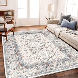 CHAMPLANT Washable Vintage Area Rug 6x9 Boho Chic Medallion Distressed Design Non-Shedding Easy Care Ideal for High Traffic Areas in Living Room Bedroom Kitchen Office Large Carpet