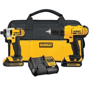 DEWALT 20V MAX Cordless Drill and Impact Driver, Power Tool Combo Kit , Includes 2 Batteries, Charger and Bag (DCK240C2)