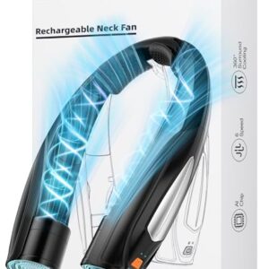 Hionly AI Neck Fan, 6 Speeds Adjustable Portable Personal Fan Rechargeable, Faster Cooling Wearable Fan, Ultra Quiet for Home, Office, Travel, Outdoor