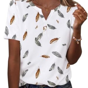 Zeagoo Summer Tops Short Sleeve Henley T-Shirts Business Dressy Casual Spring Blouses Beach Vacation Clothes