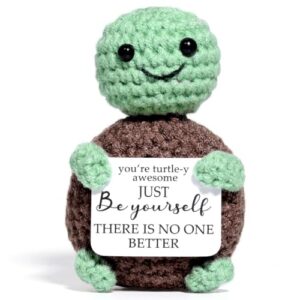 AICase Easter Basket Stuffers Easter Decorations Funny Positive Turtle Gifts Emotional Support Nuggets Inspirational Crochet Animals Handmade Birthday Gifts for Son Daughter Coworker Girls Dad MoM