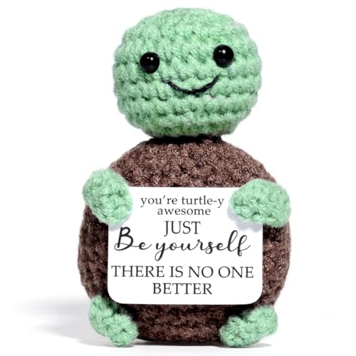 AICase Easter Basket Stuffers Easter Decorations Funny Positive Turtle Gifts Emotional Support Nuggets Inspirational Crochet Animals Handmade Birthday Gifts for Son Daughter Coworker Girls Dad MoM